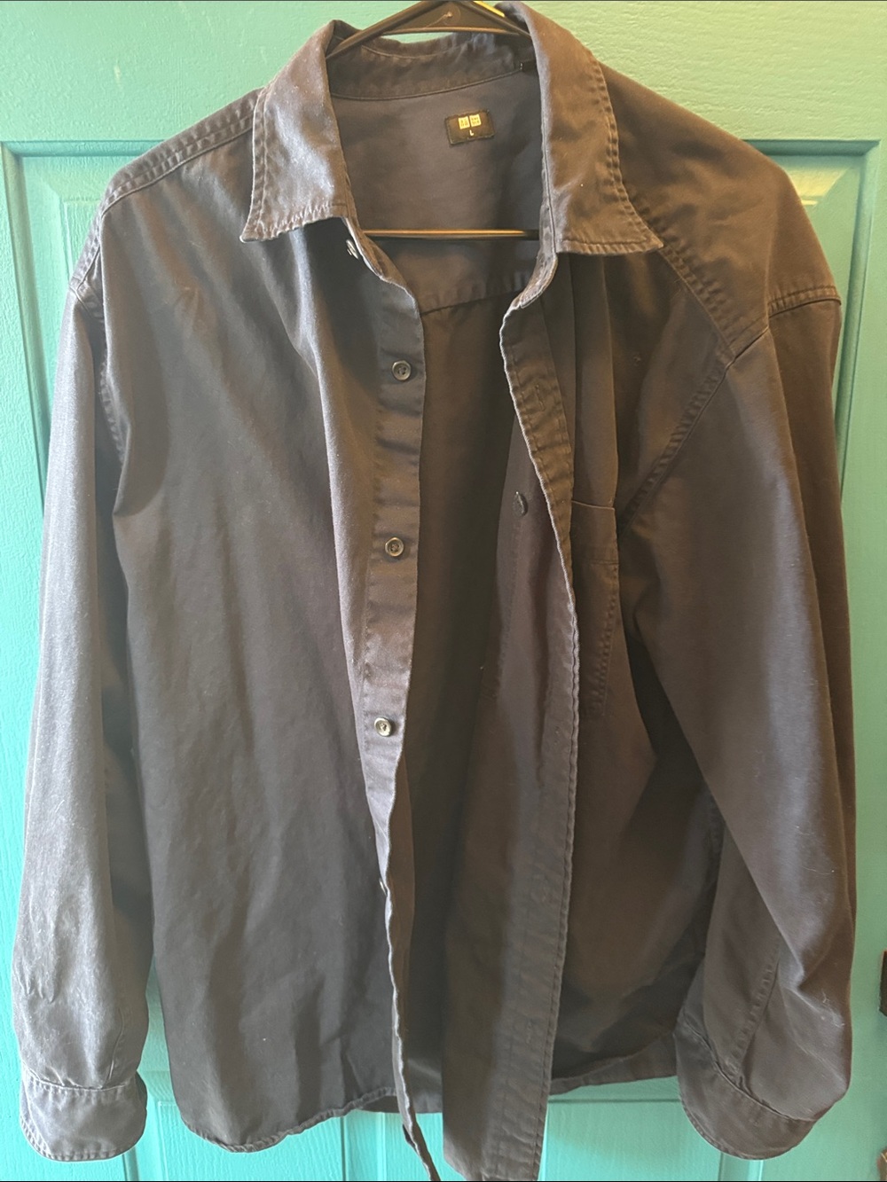 Uniqlo Men's Dark blue Casual Button-Down Shirt Mens L